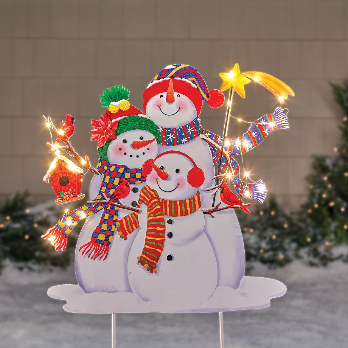 Solar Family Snowman Stake By Holiday Peak™