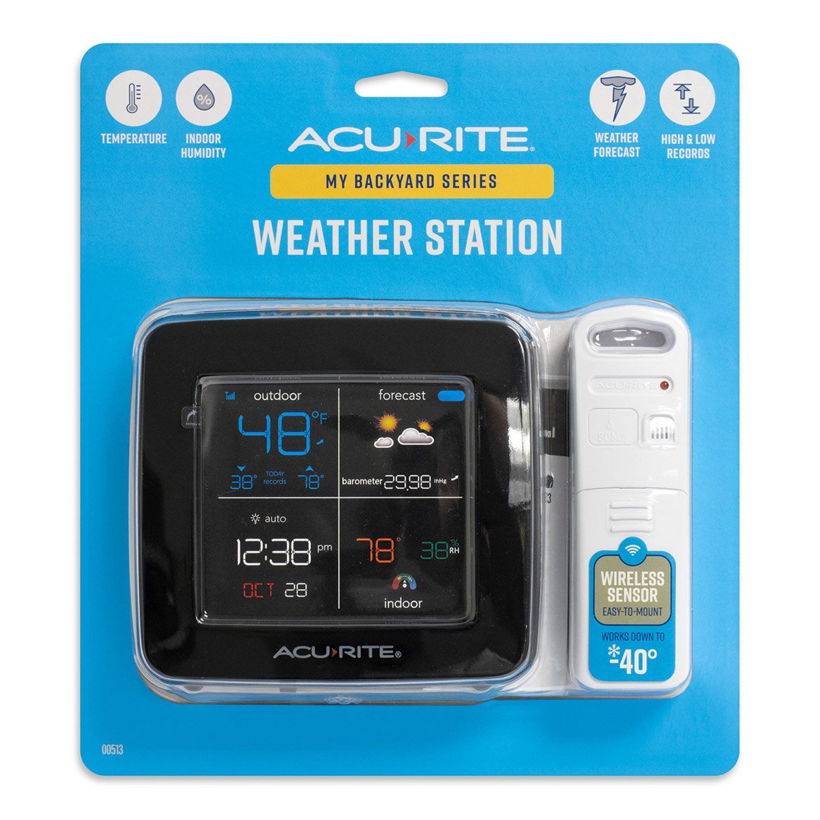 Square Color Weather Station with Programmable Alarms