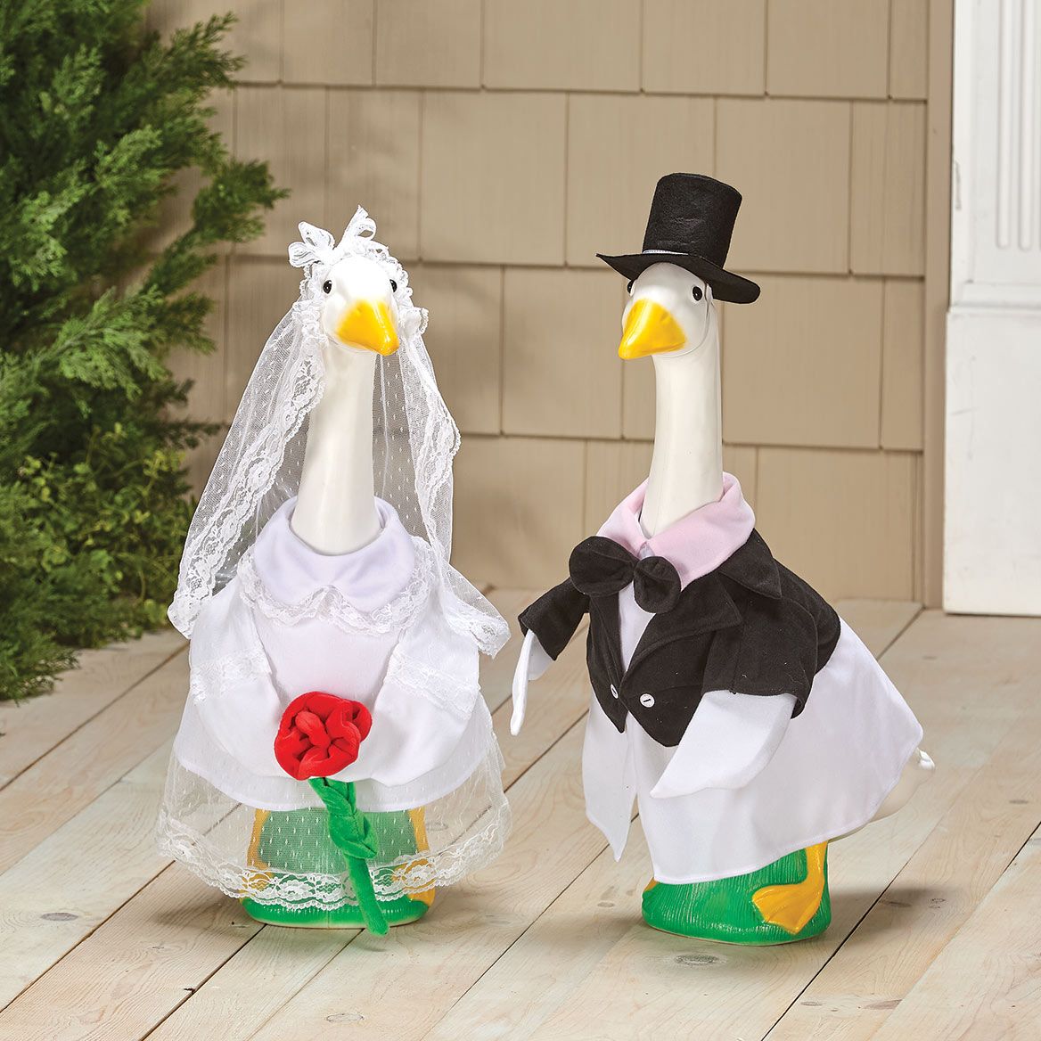 Gaggleville® Large Bride & Groom Outfits and Goose Statues Bundle + '-' + 380872