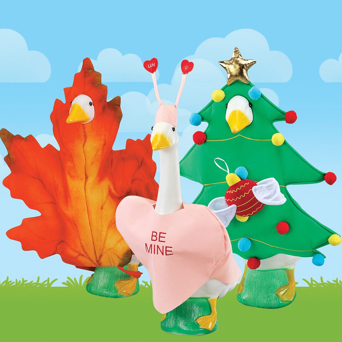 Gaggleville® Fall and Winter Chilly Large Goose Outfit Bundle