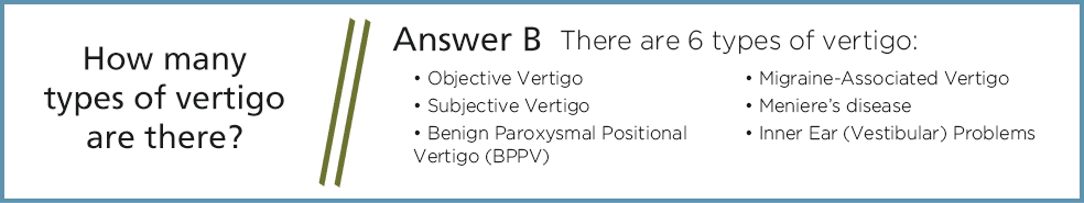 Graphic describing six different types of vertigo
