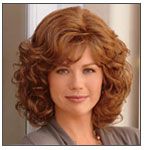 woman wearing curly wig