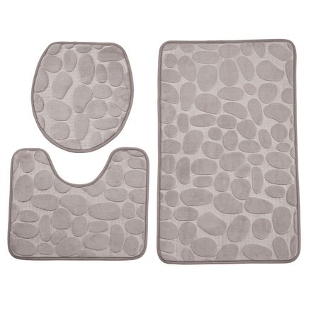 Pebble Embossed Memory Foam Bathroom Mats, Set of 3-372266