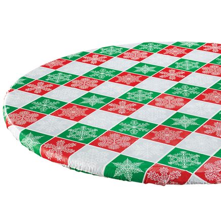 Snowflake Plaid Elasticized Table Cover by Chef's Pride™-372389
