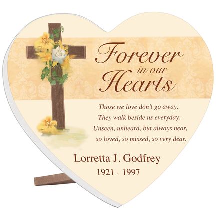 Personalized Forever In Our Hearts Memorial Heart Table Sitter-372912