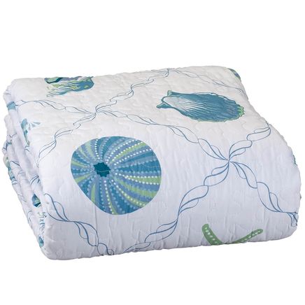 Reversible Blue Seashells Lightweight Quilt Set by OakRidge™-372935