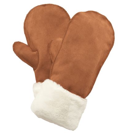 Faux Suede Fur-Lined Mittens-373795