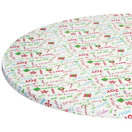 View product details for Holiday Expressions Elasticized Vinyl Table Cover by Chef's Pride™