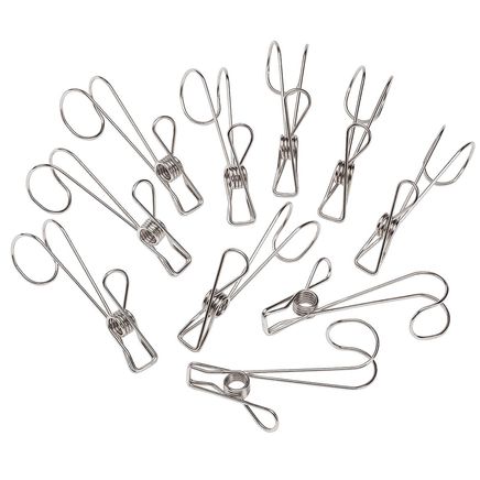 Stainless Steel Clothespin Hooks, Set of 12-374380