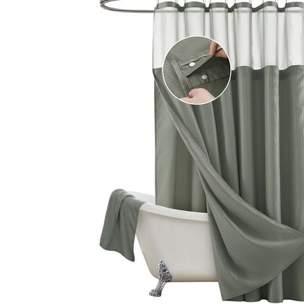 Textured Shower Curtain with Detachable Liner-374477