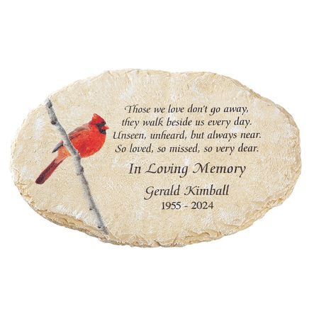 Personalized Oval-Shaped Cardinal Memorial Garden Stone-374560