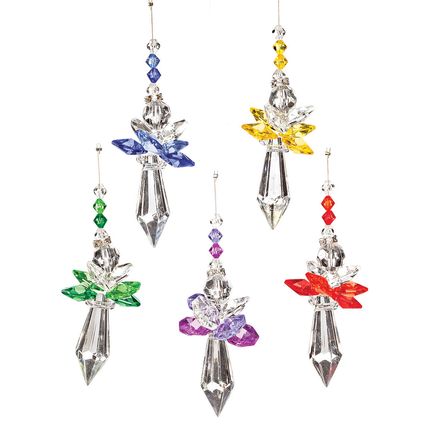 Crystal-Like Angel Ornaments, Set of 5-377556
