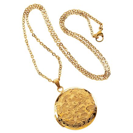 Personalized Filigree Locket in Goldtone-377945