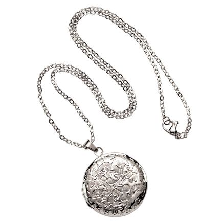 Personalized Filigree Locket in Silvertone-377947