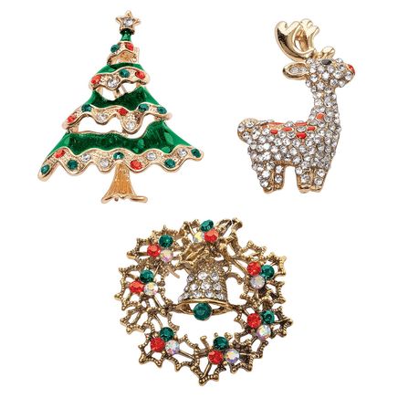 Festive Holiday Pins, Set of 3-378115