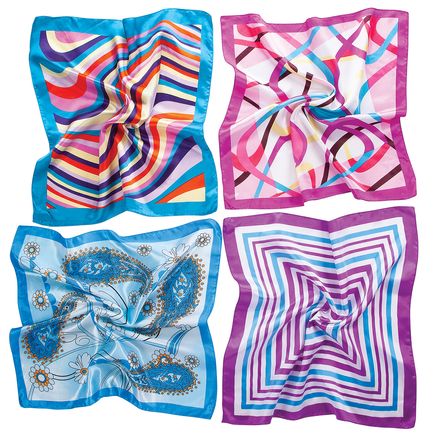Silk-Like Fashion Scarves, Set of 4-378717