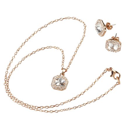 Halo Crystal Pendant and Earring Set-378784