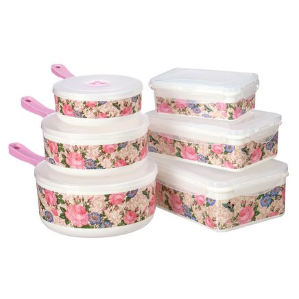 View product details for 12-Piece Floral Microwave/Storage Set by Chef's Pride™