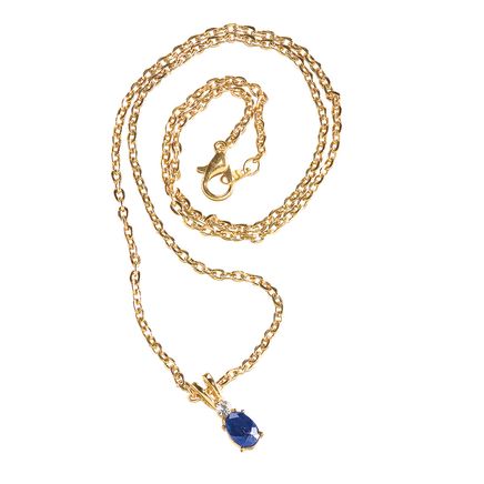 Genuine Blue Sapphire & Rhinestone Necklace-380485