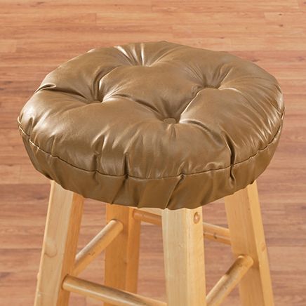 Faux Leather Tufted Bar Stool Cushion-347608