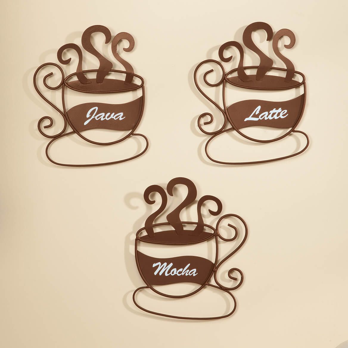 Metal Coffee Cup Wall Art, Set of 3 + '-' + 351952