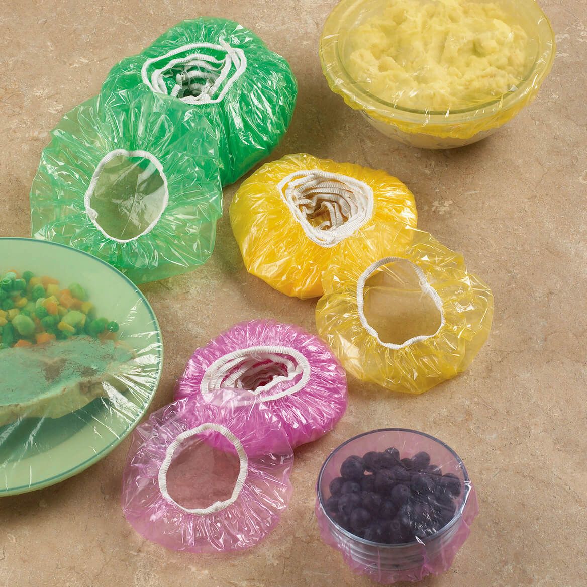 Reusable Plastic Bowl Covers, Set of 24 + '-' + 359685