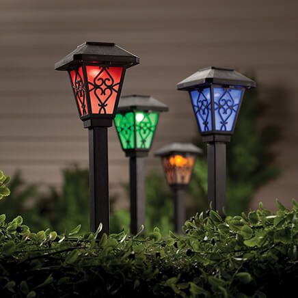 Black Color Changing Solar Lights, Set of 6-360504