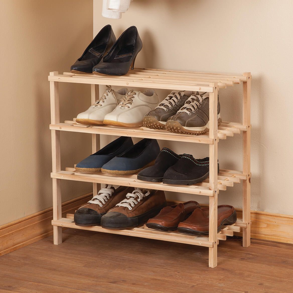 Wooden Shoe Rack by LivingSURE™ + '-' + 366046