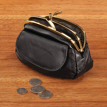 Dual Clasp Leather Coin Purse-369306