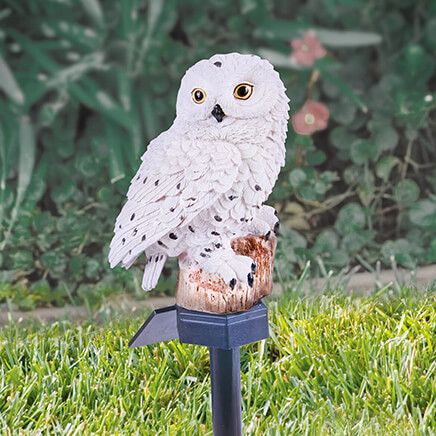 Solar White Owl Light-370086