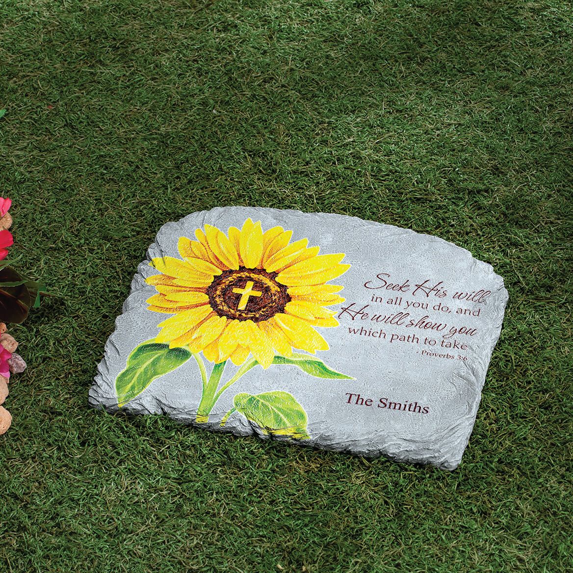 Personalized Sunflower Proverbs 3:6 Garden Stone + '-' + 371655