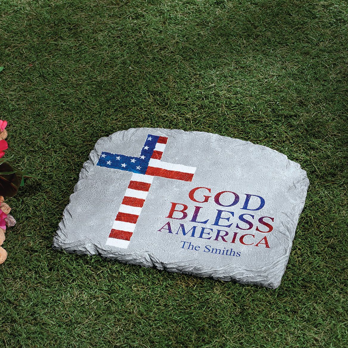 Personalized Patriotic Cross Garden Stone + '-' + 371660