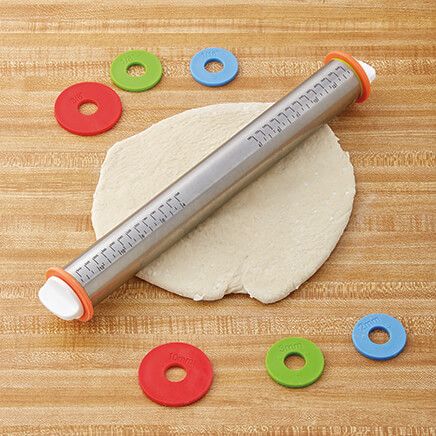 Stainless Steel Adjustable Rolling Pin with Rings-372022