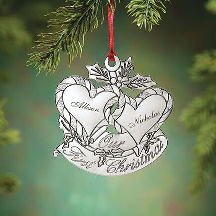 Personalized Silver-Tone Our First Christmas Ornament-372024