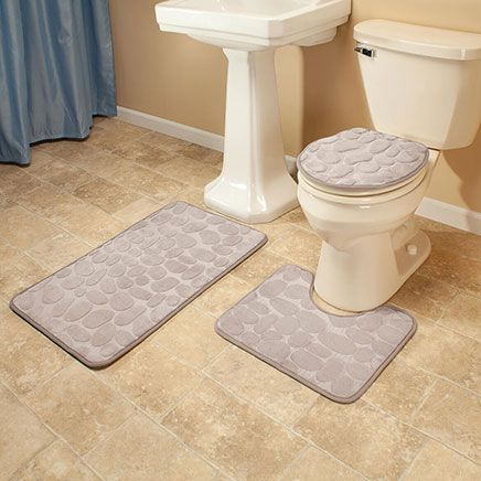 Pebble Embossed Memory Foam Bathroom Mats, Set of 3-372266