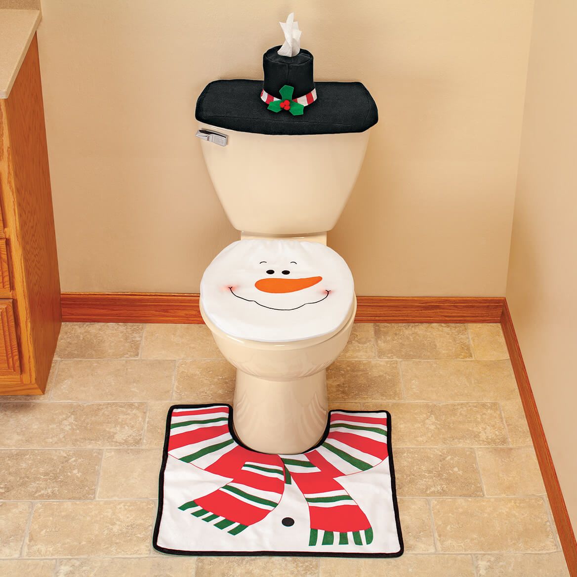 Snowman Toilet Cover and Rug, Set of 3 + '-' + 372336