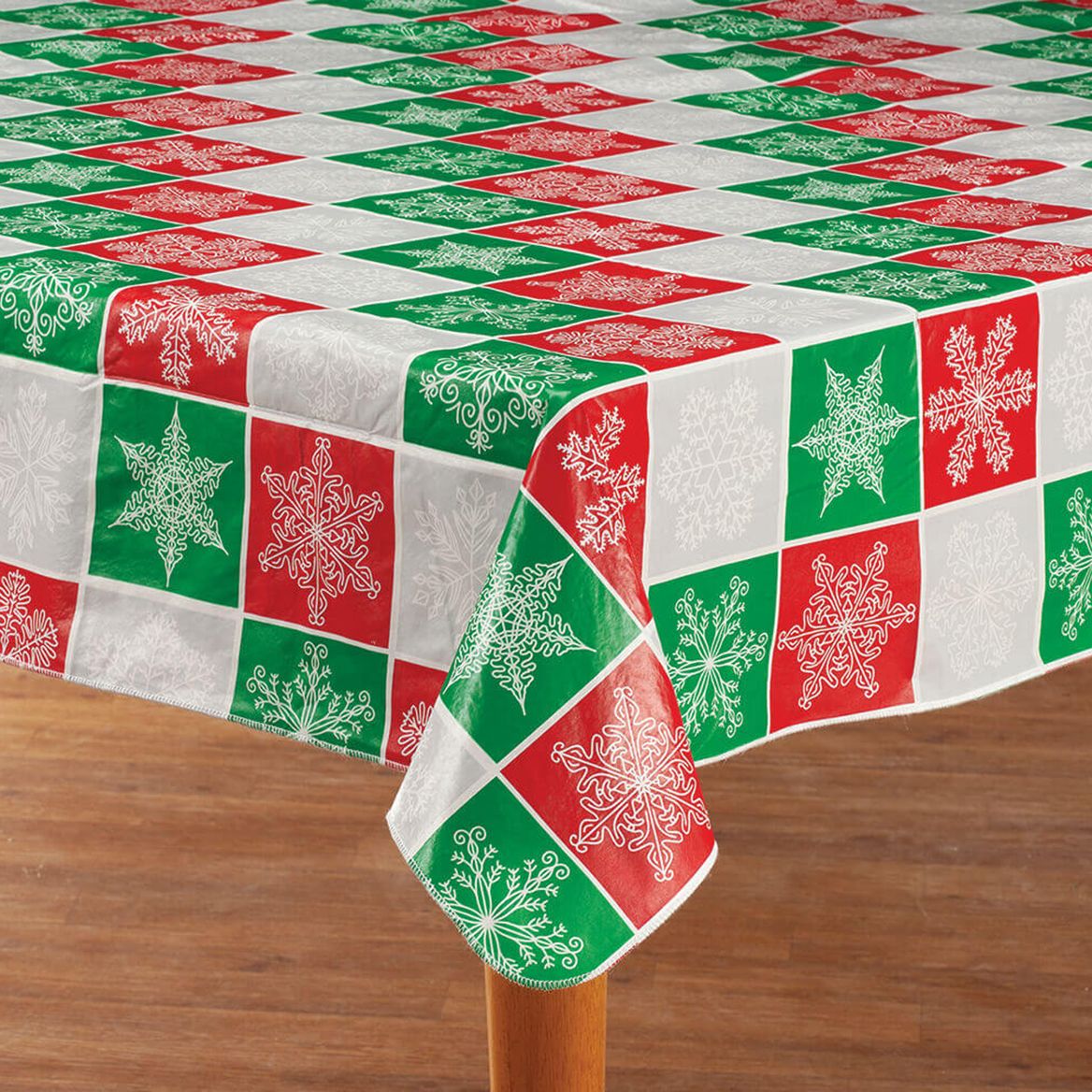 Snowflake Plaid Vinyl Table Cover by Chef's Pride™