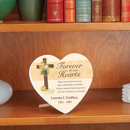 Personalized Forever In Our Hearts Memorial Heart Table Sitter-372912
