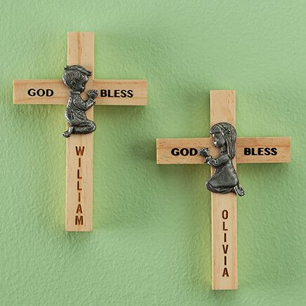 Personalized Praying Children Wooden Crosses-373246