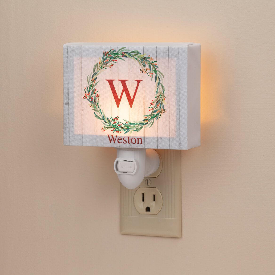 Personalized Christmas Wreath Night Light + '-' + 373912