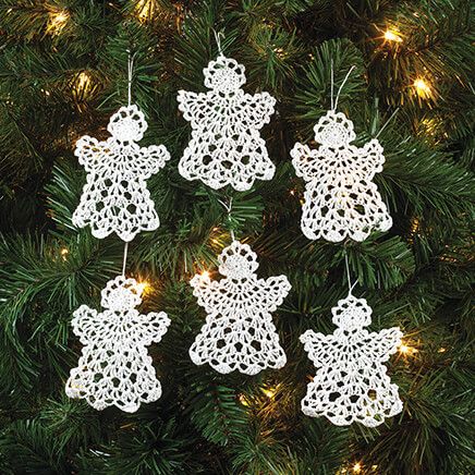 Crochet-Style Angel Ornaments, Set of 6-374129