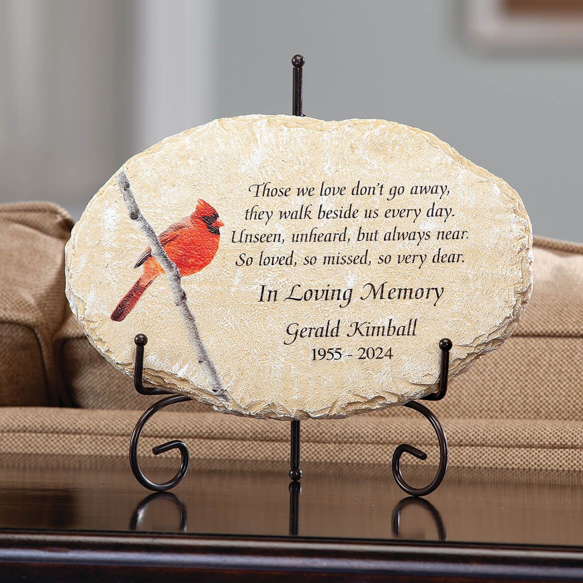 Personalized Oval-Shaped Cardinal Memorial Garden Stone + '-' + 374560