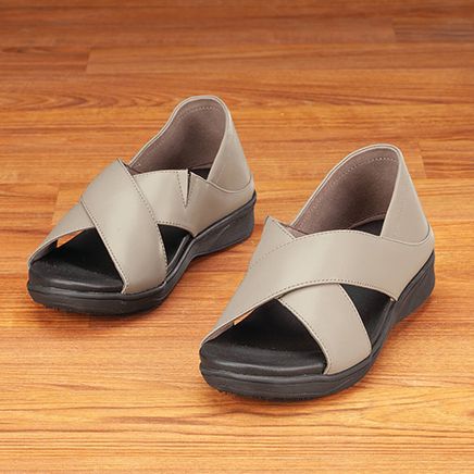 Cross Strap Orthopedic Sandal with Closed Back by Silver Steps™-374899