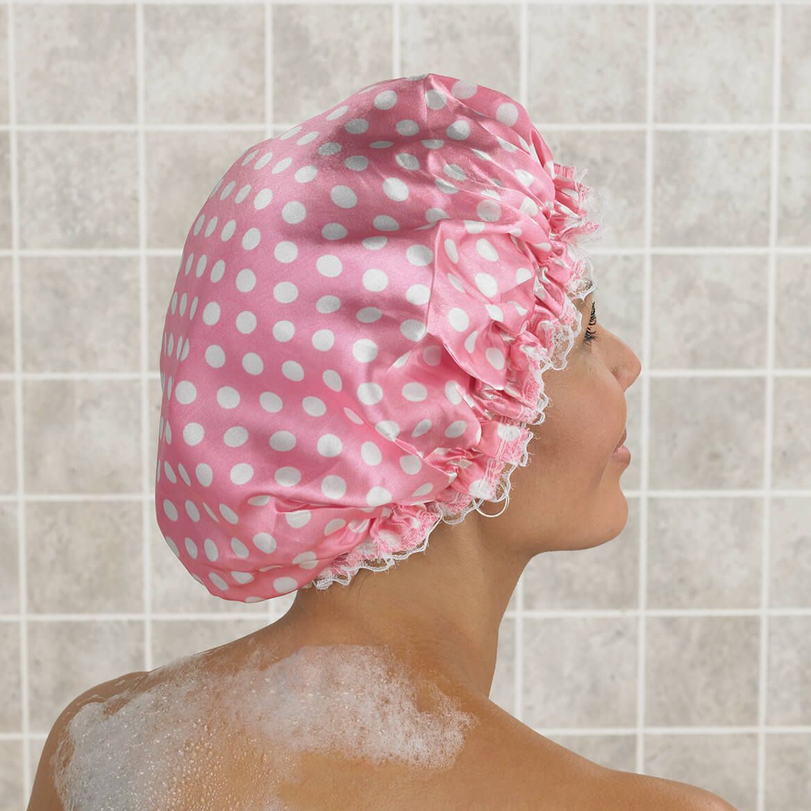 Pink Polka Dot Shower Cap, Set of 2 + '-' + 375336