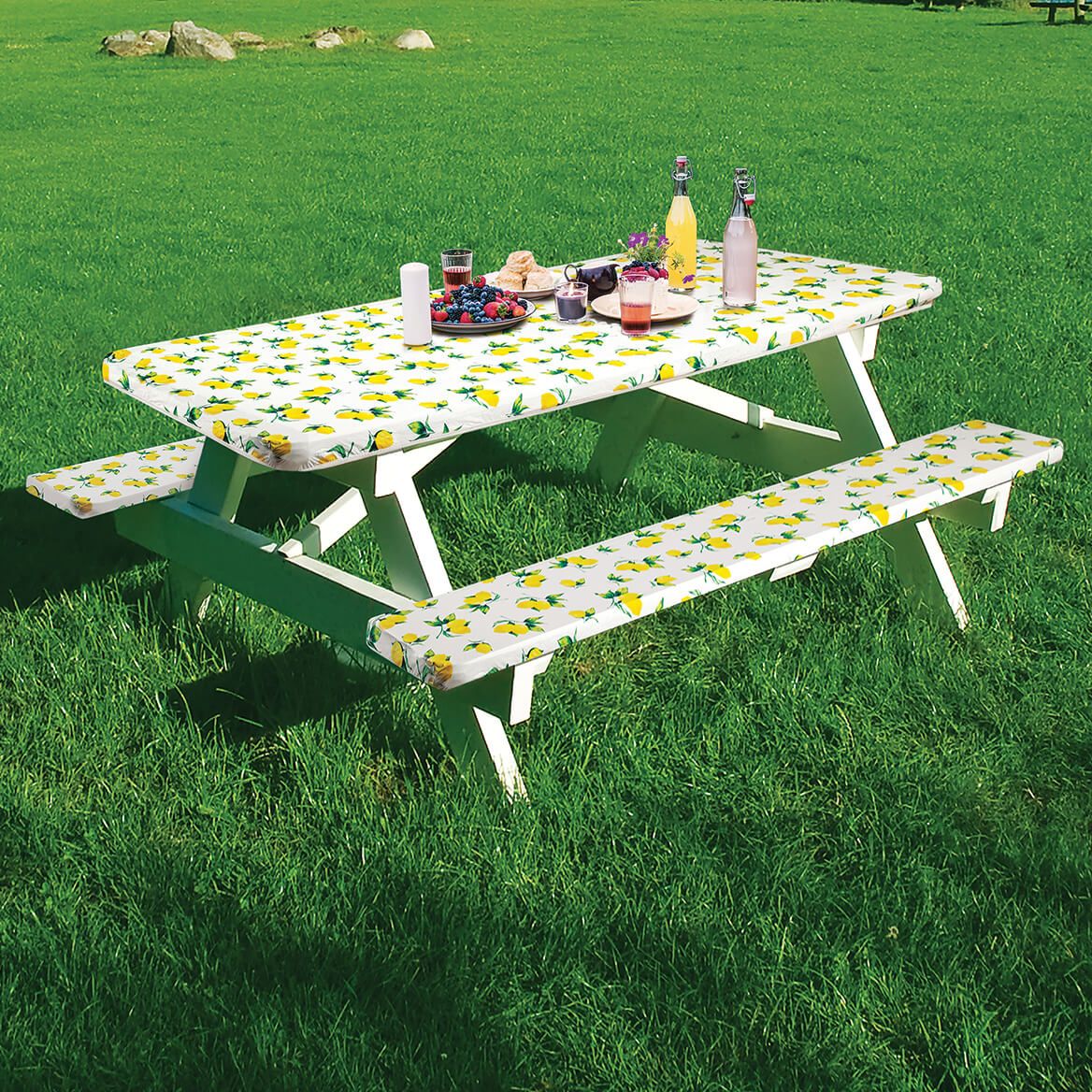 Deluxe Lemon Picnic Table Cover With Cushions + '-' + 375511