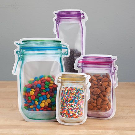 Reusable Mason Jar Ziptop Bags by Chefs Pride™, Set of 40-375694