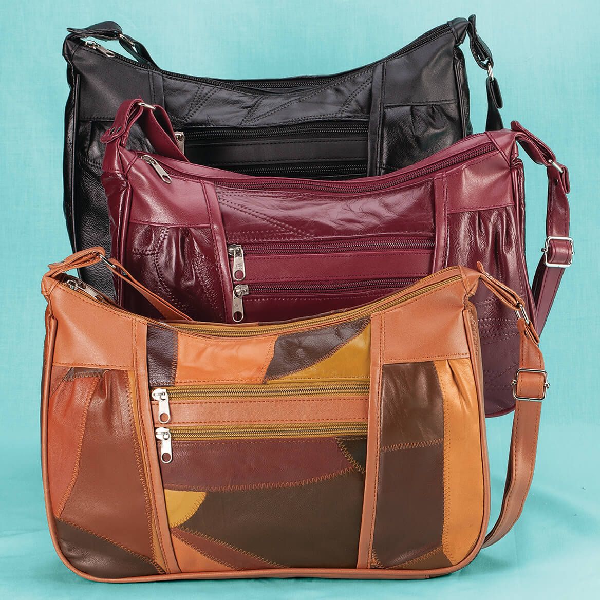 Patch Leather Handbag + '-' + 375878
