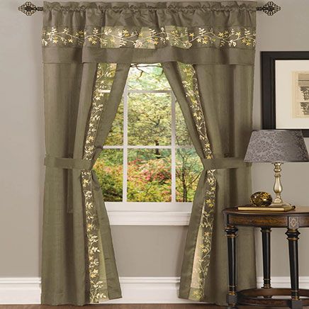 5-Piece Fairfield Embroidered Curtain Set-375965