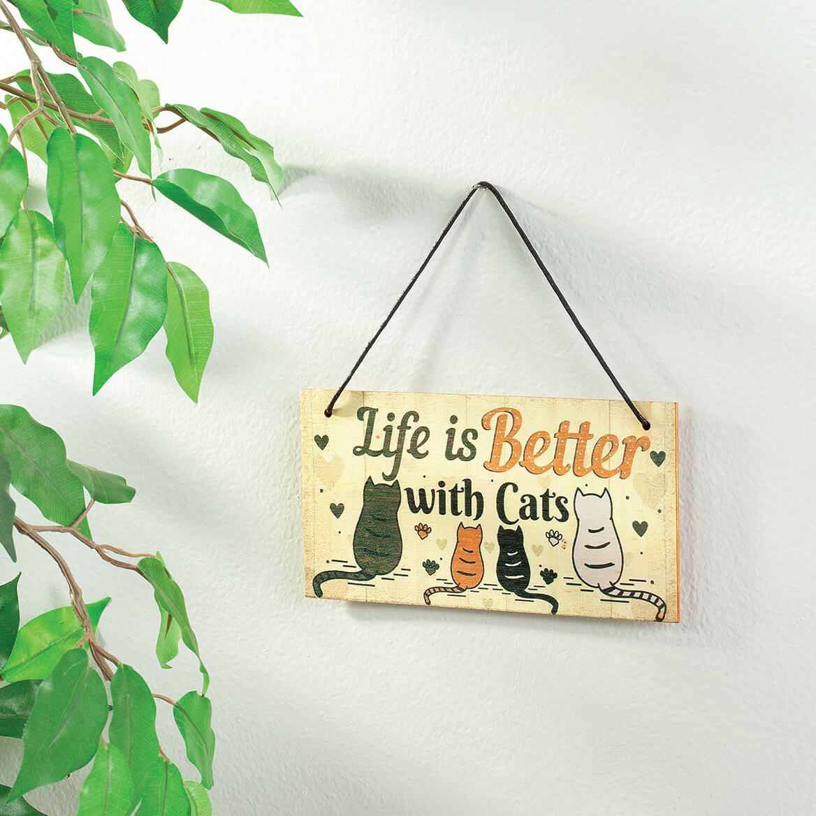 Life Is Better With Cats Wooden Plaque + '-' + 376953