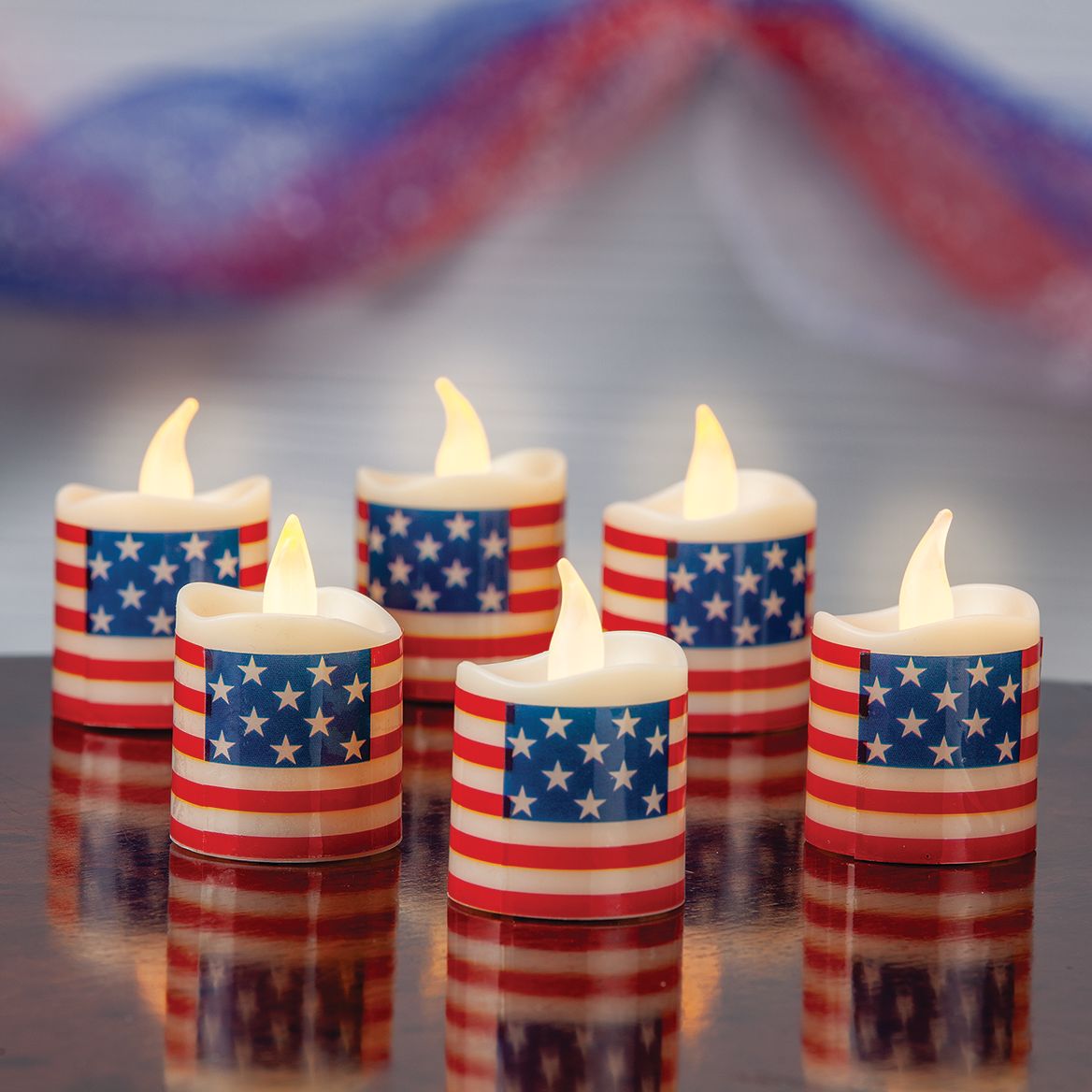 Patriotic Battery-Operated Candles by Holiday Peak™, Set of 6 + '-' + 377009